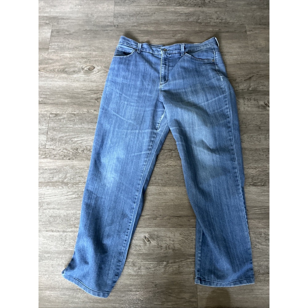 Gloria Vanderbilt Amanda Straight Jeans Womens 14 Blue Medium Wash Denim Stretch